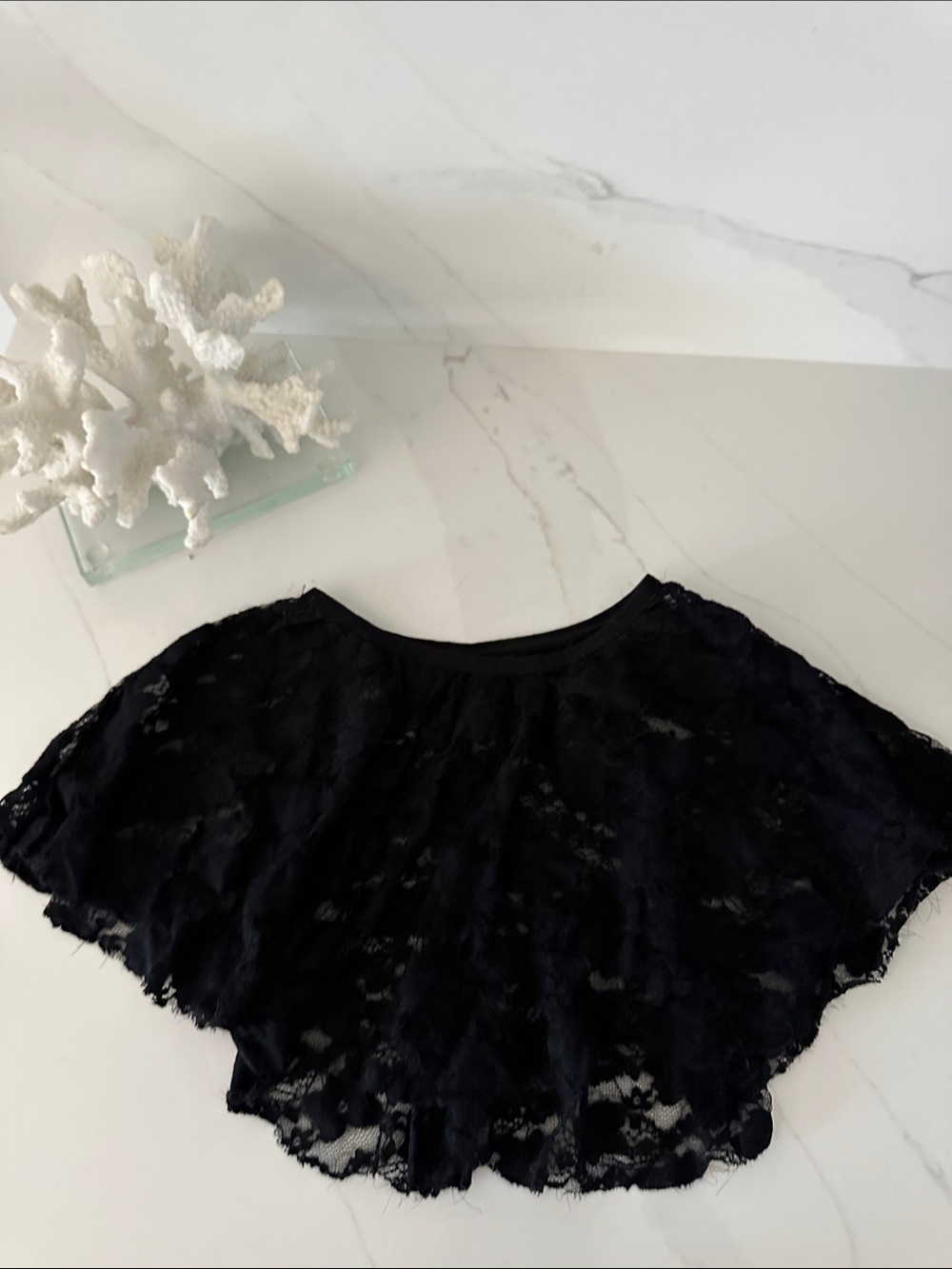 Black Lace Skirt  for ice skating or dance.  Elegant Flare slightly longer in ba